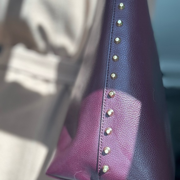 Brownish/maroon Ralph Lauren Cowhide Leather Studded Tote Bag - Picture 5 of 13